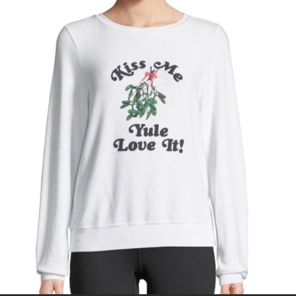 Wildfox Kiss Me Yule Love It! Holiday Jumper Sweatshirt NEW